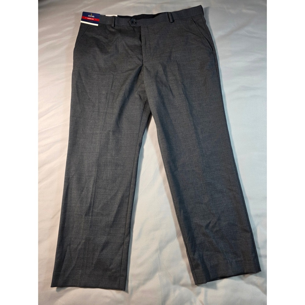 Stafford Super Suit Pants Mens 40x30 Gray Classic Fit Stretch Wool Blend NEW